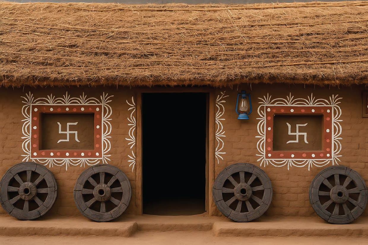 Ancient Village House Printed Baby Backdrop