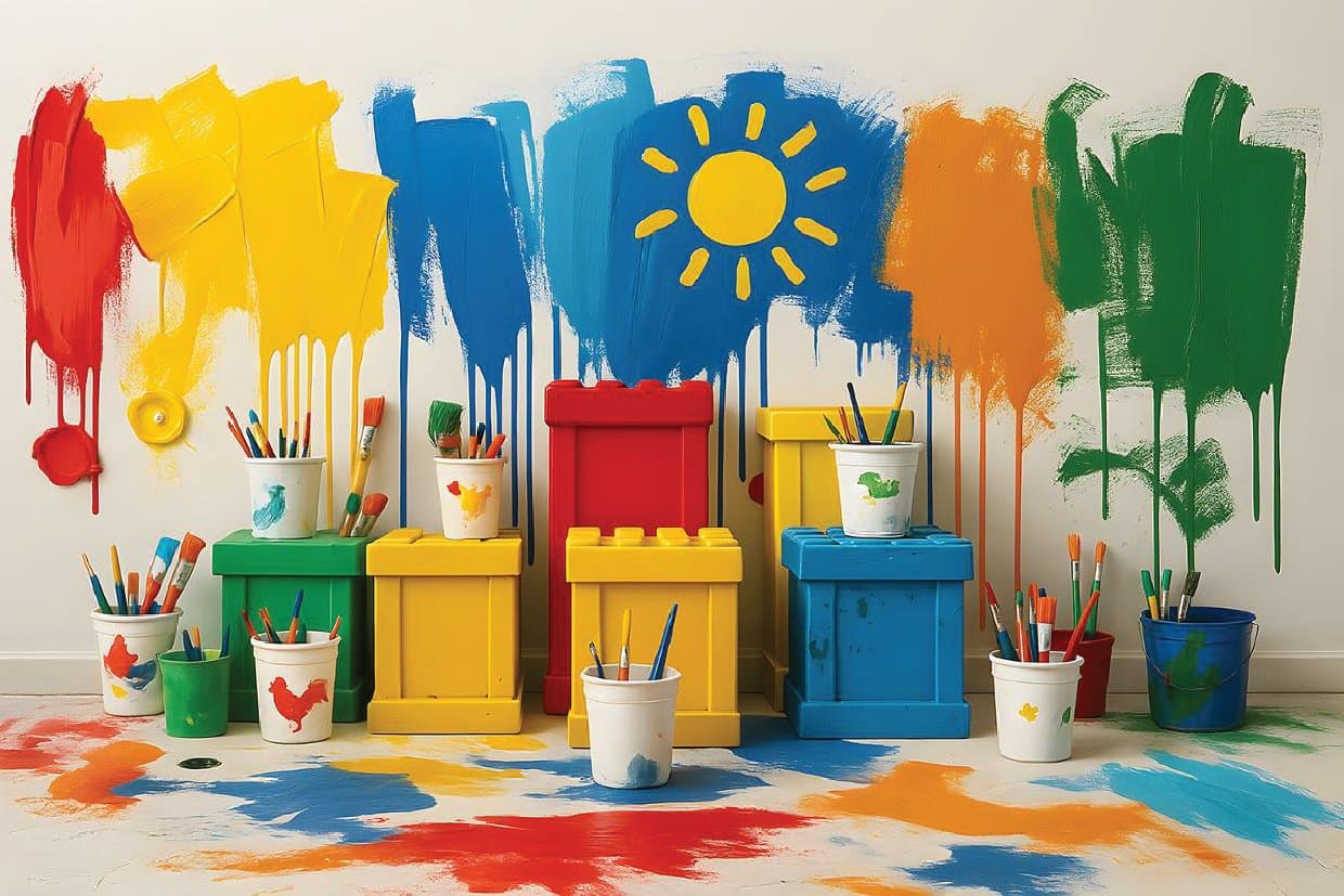 Art Studio Paint Splatter Printed Baby Backdrop