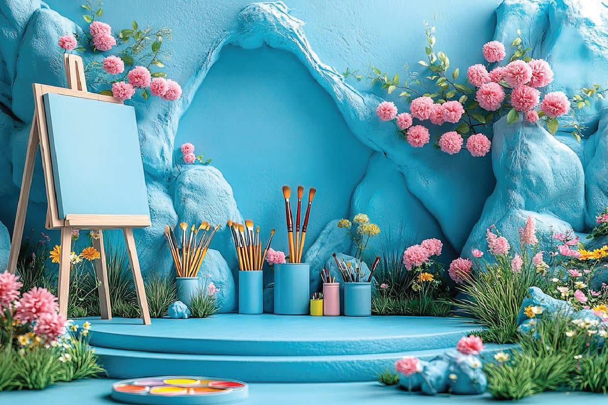 Art Studio Podium Backdrop Printed Baby Backdrop