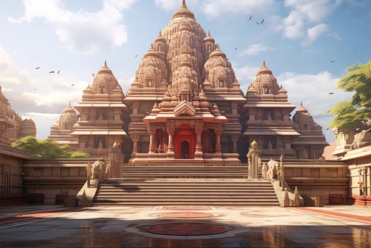 Ayodhya Ram Mandir Printed Baby Backdrop