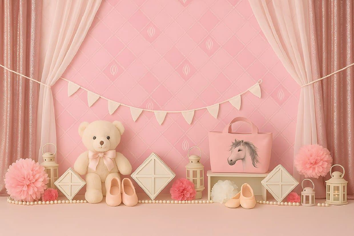Baby Girl Nursery Pink Printed Baby Backdrop