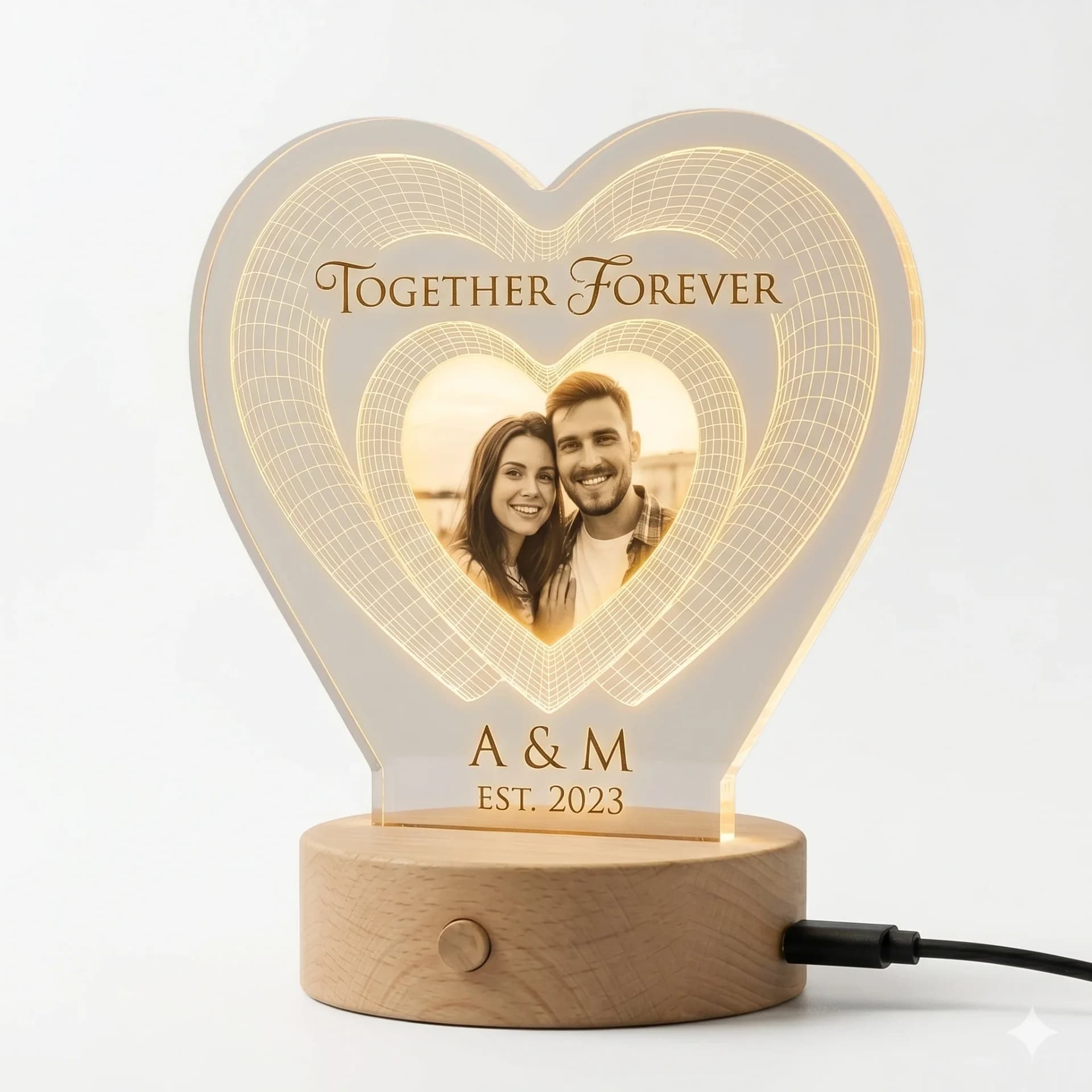 Personalized 3D Illusion Heart LED Lamp