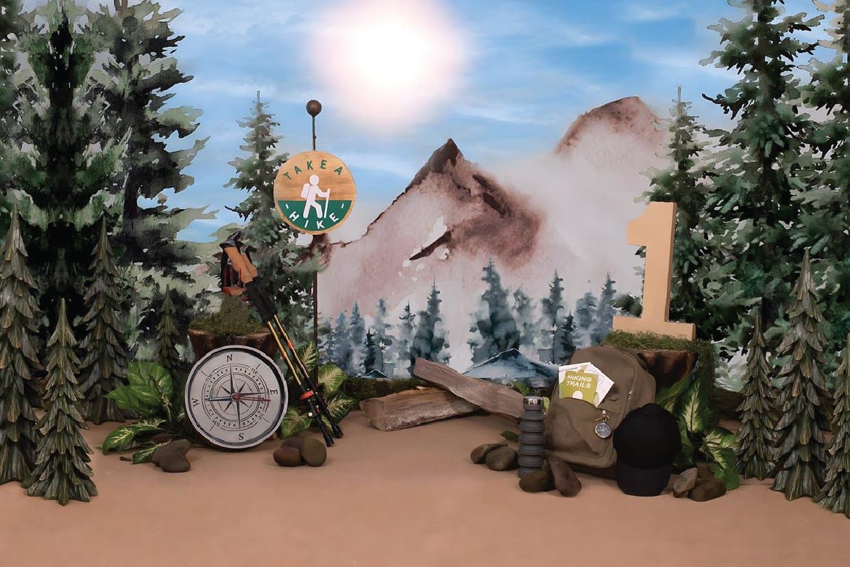 Adventure First Birthday Camping Printed Baby Backdrop